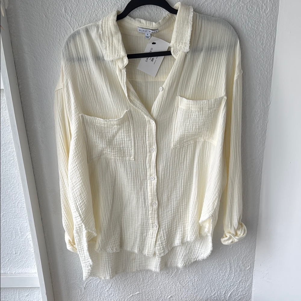 Cream Button-Up Women's Top